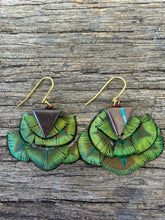 Load image into Gallery viewer, Forest Fan Opal Drops - backed on recycled leather