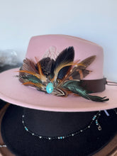 Load image into Gallery viewer, Australian Sunrise Hat Brooch with Arizona Turquoise
