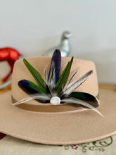 Load image into Gallery viewer, Australiana Southern Lights Hat Pin with Large Freshwater Keshi Pearl (eclectus parrot)
