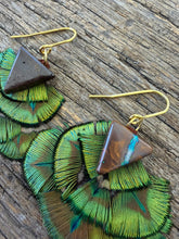 Load image into Gallery viewer, Forest Fan Opal Drops - backed on recycled leather
