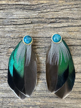 Load image into Gallery viewer, Emerald Elegance on gold studs with Apatite stone accent
