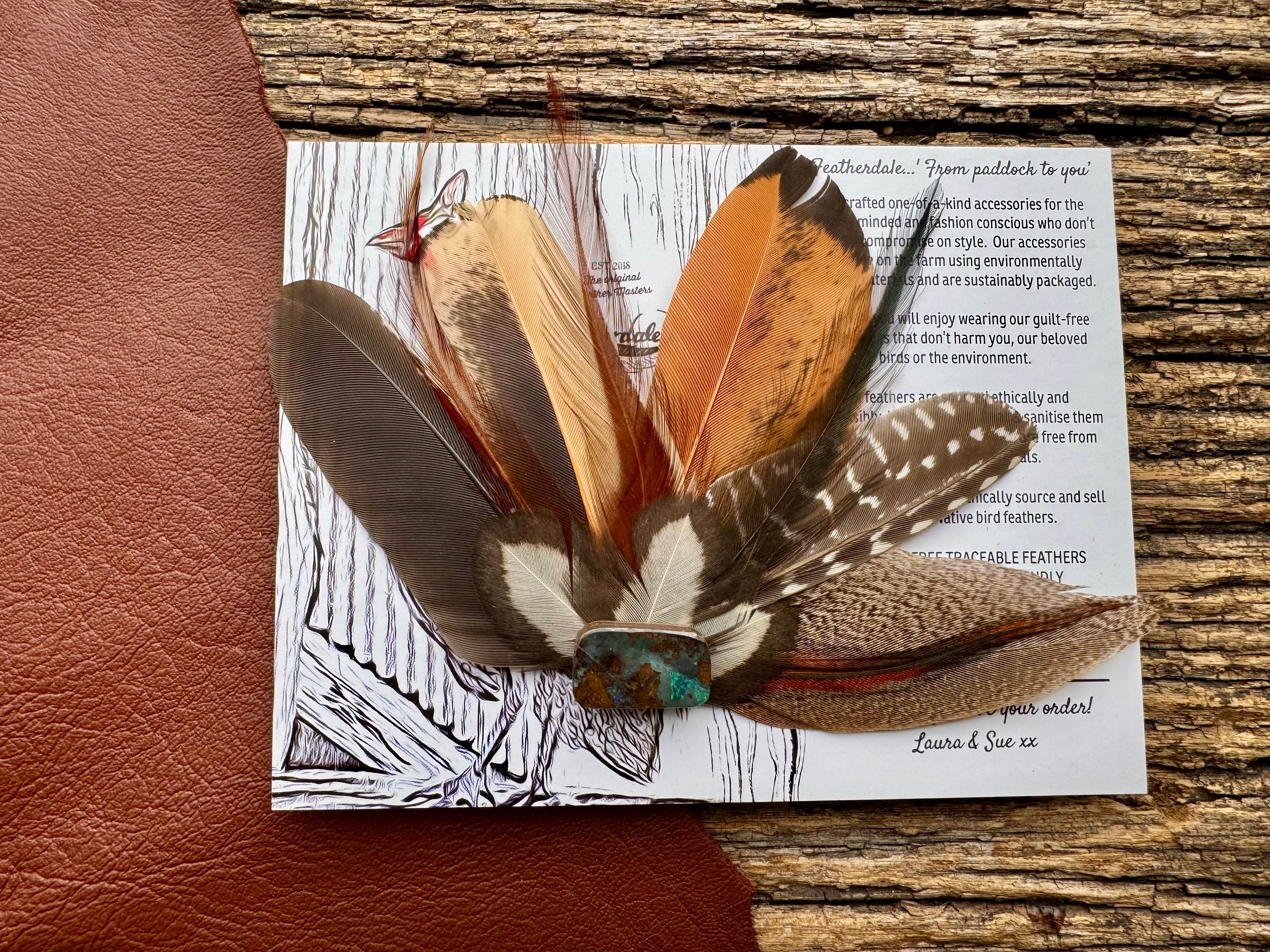 Australian Sunrise Hat Brooch with Queensland Boulder Opal