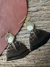 Load image into Gallery viewer, Allegra - Freshwater Keshi Pearl and Ethical Wild Turkey Earrings
