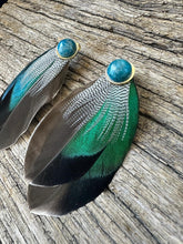Load image into Gallery viewer, Emerald Elegance on gold studs with Apatite stone accent
