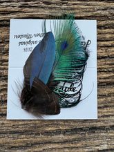 Load image into Gallery viewer, Mini Plume Pins - Rare Exotics with Italian blue peacock
