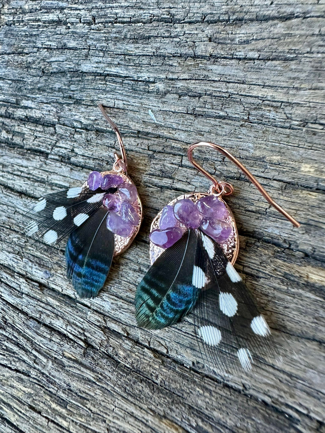 Speckled blues with amethyst